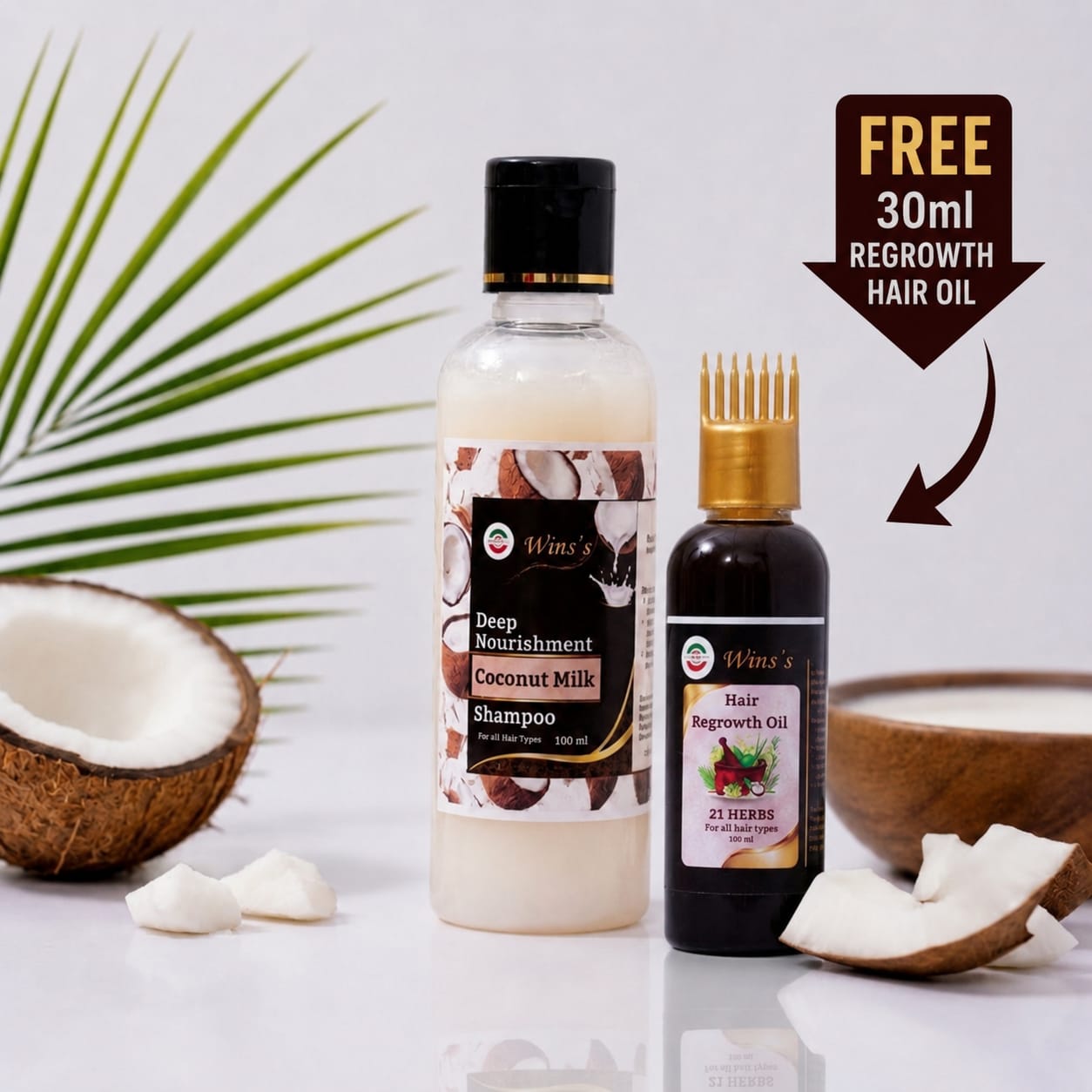 Coconut Milk Shampoo with FREE 30ml Hair Regrowth Oil