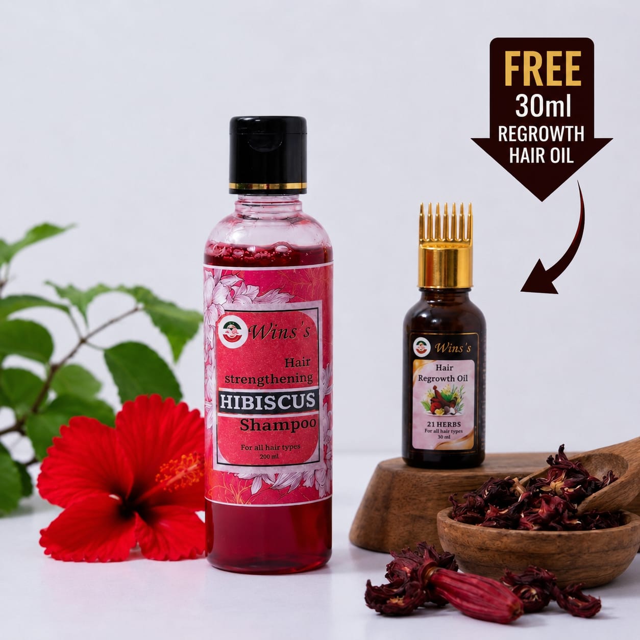 Hibiscus Shampoo with FREE 30ml Hair Regrowth Oil