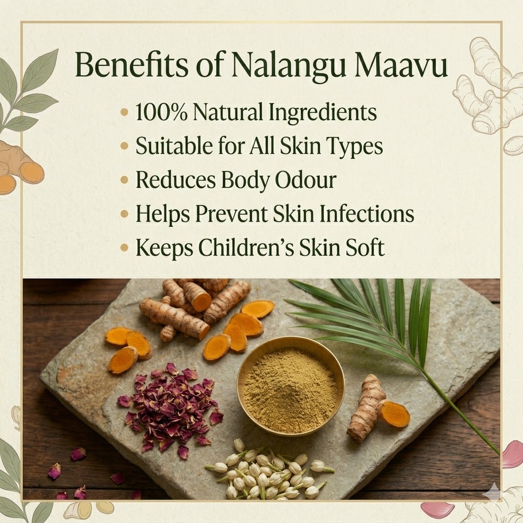 Nalangu Maavu Bath Powder 50g with Free Rose Water - Image 2