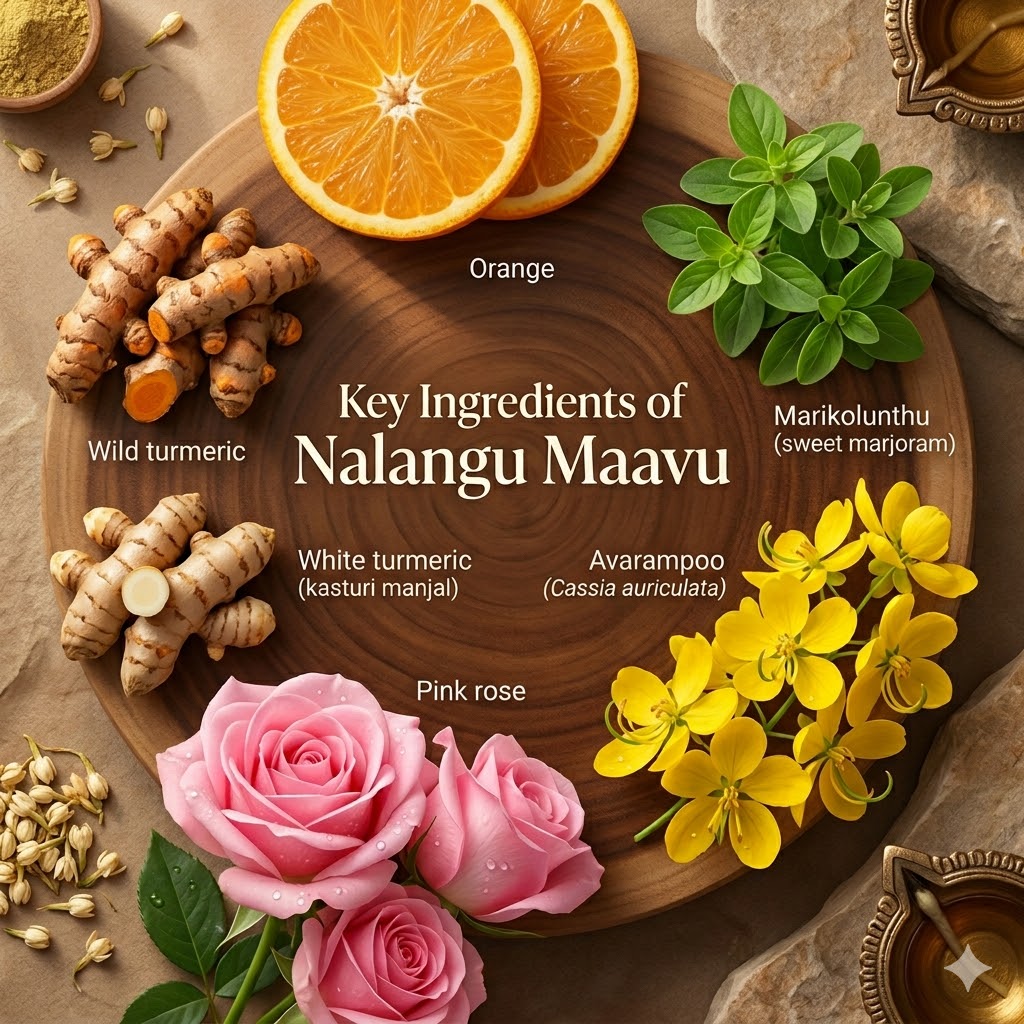 Nalangu Maavu Bath Powder 50g with Free Rose Water - Image 4